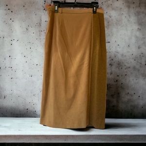 Two Tone Skirt Tan Suede Feel Brown Knit Size 3/ Large.